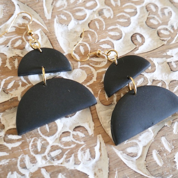LucyMint Jewelry - 🎄Art Deco Black Clay Earrings